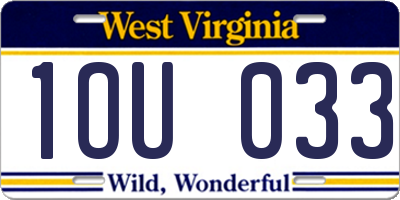 WV license plate 1OU033