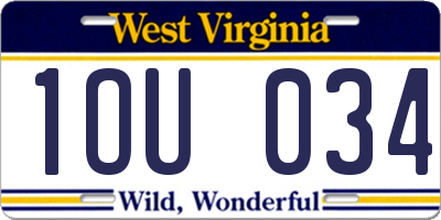 WV license plate 1OU034