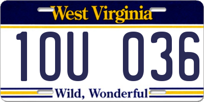 WV license plate 1OU036