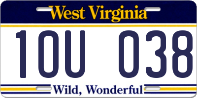 WV license plate 1OU038