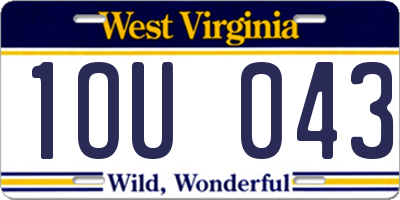 WV license plate 1OU043