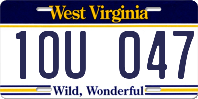 WV license plate 1OU047