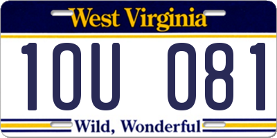 WV license plate 1OU081