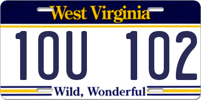 WV license plate 1OU102