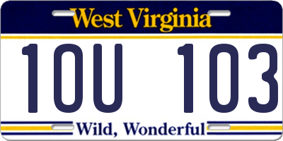 WV license plate 1OU103