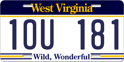 WV license plate 1OU181