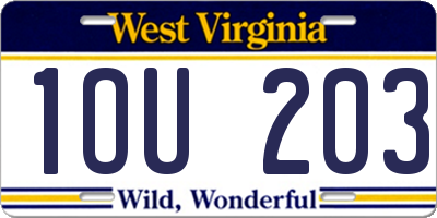 WV license plate 1OU203