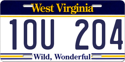 WV license plate 1OU204