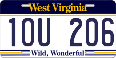 WV license plate 1OU206