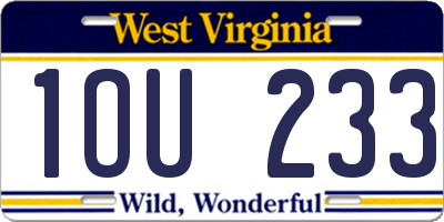 WV license plate 1OU233