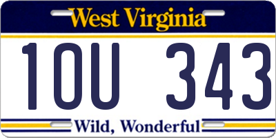 WV license plate 1OU343