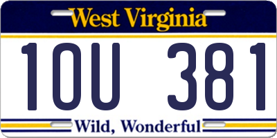 WV license plate 1OU381