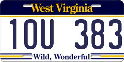 WV license plate 1OU383