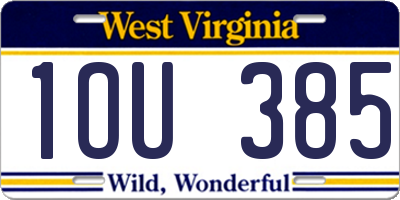 WV license plate 1OU385