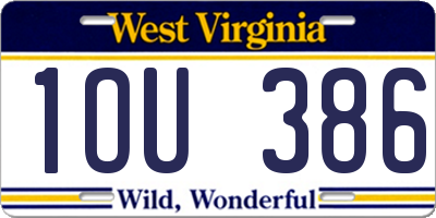 WV license plate 1OU386