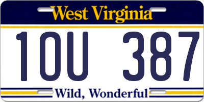 WV license plate 1OU387