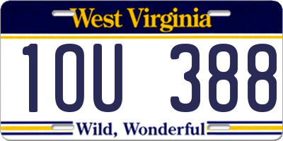 WV license plate 1OU388