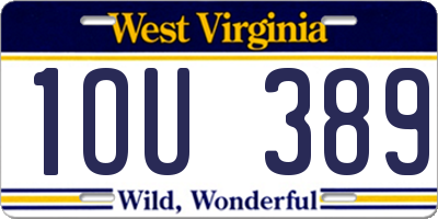 WV license plate 1OU389