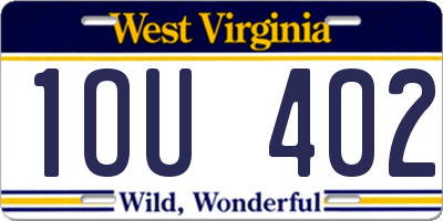WV license plate 1OU402