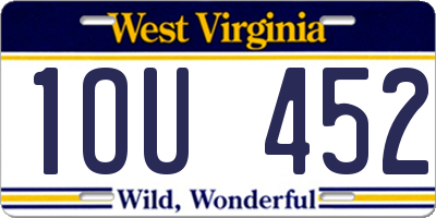WV license plate 1OU452