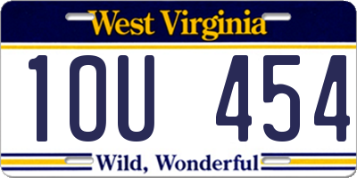WV license plate 1OU454