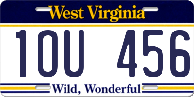 WV license plate 1OU456