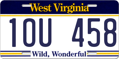 WV license plate 1OU458