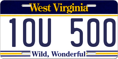 WV license plate 1OU500