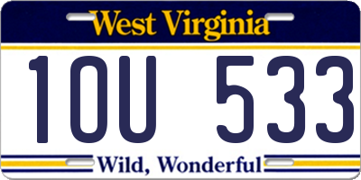 WV license plate 1OU533