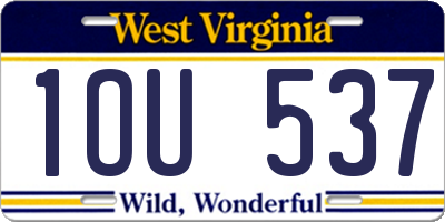 WV license plate 1OU537