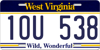 WV license plate 1OU538