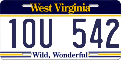 WV license plate 1OU542
