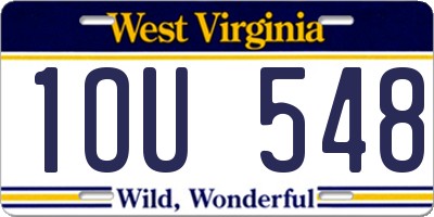 WV license plate 1OU548