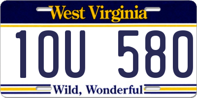 WV license plate 1OU580