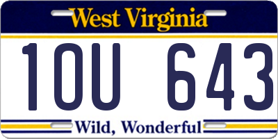 WV license plate 1OU643