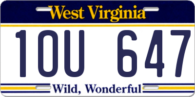 WV license plate 1OU647