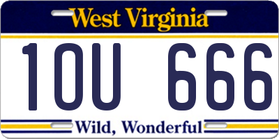 WV license plate 1OU666