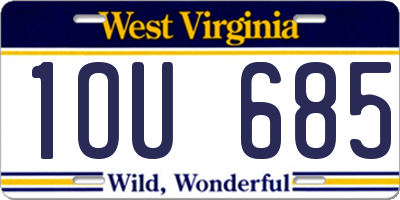 WV license plate 1OU685