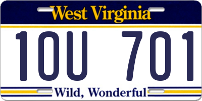 WV license plate 1OU701