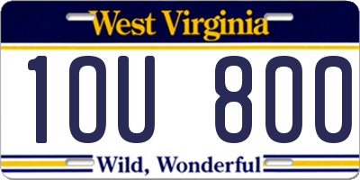 WV license plate 1OU800