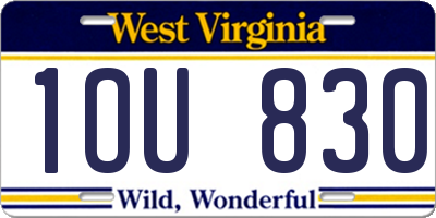 WV license plate 1OU830