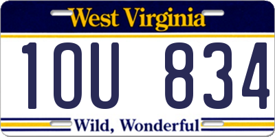 WV license plate 1OU834