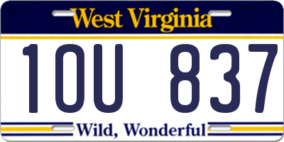 WV license plate 1OU837