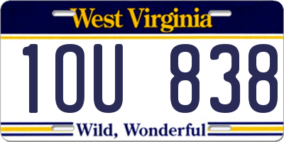 WV license plate 1OU838