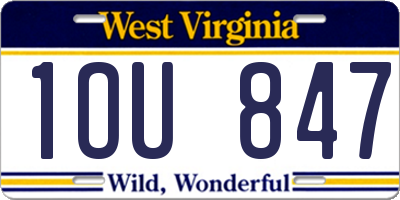WV license plate 1OU847