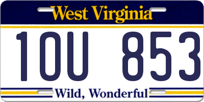 WV license plate 1OU853