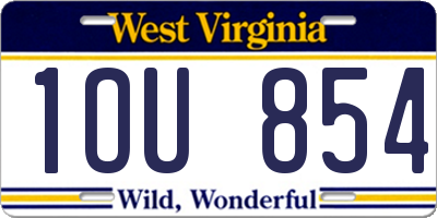 WV license plate 1OU854