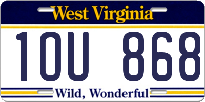 WV license plate 1OU868