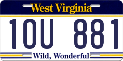WV license plate 1OU881