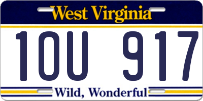 WV license plate 1OU917